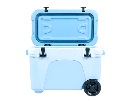 Blue plastic trash can isolated on a transparent background png
