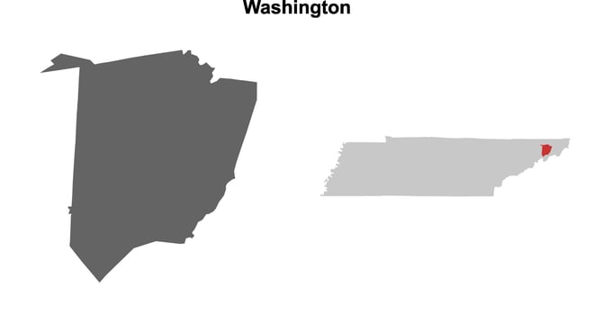 Washington County, Tennessee blank outline map set vector