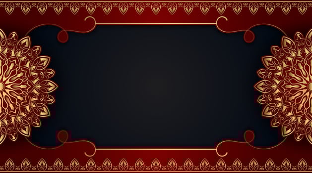 luxury red background with gold ornaments vector