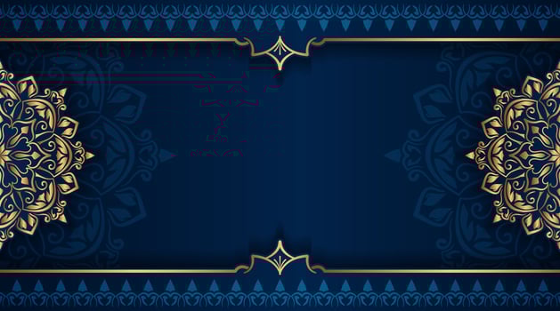 luxury dark blue background with gold ornaments vector