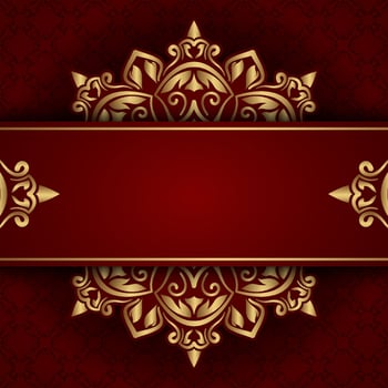 luxury red background with gold mandala ornamental vector