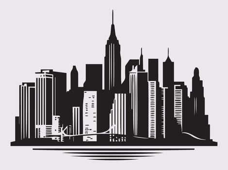 Beautiful City Skyline Silhouette for Cityscape and Architectural Themes vector