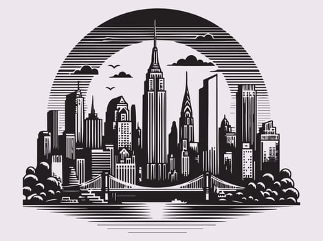Minimalist City Skyline Silhouette for Contemporary Urban Art Projects vector