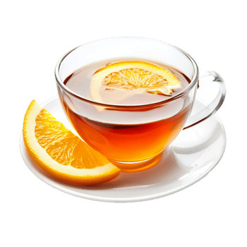 Orange infused beverage in clear glass cupisolated on transparent background png