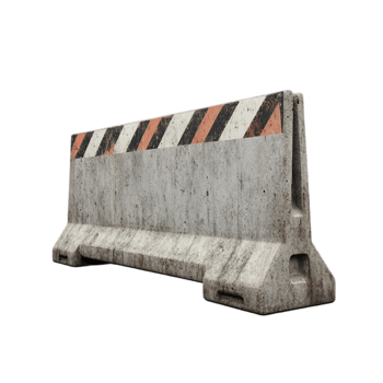 Concrete barrier for road safety protectionisolated on transparent background png