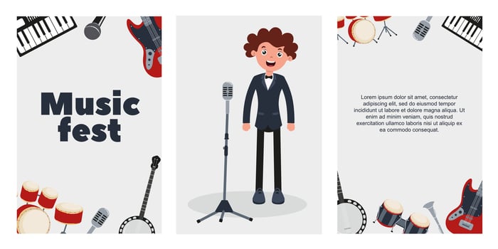 Music fest showcases talent in an energetic atmosphere with enthusiastic performers vector