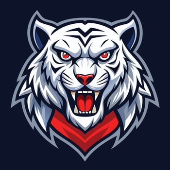 Enraged White Tiger Mascot Logo Emblazoned with Sports and Esports Fervor vector