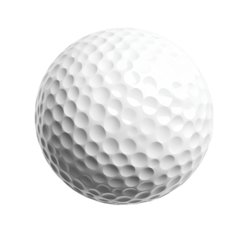 White golf ball with detailed dimple texture isolated on transparent background png