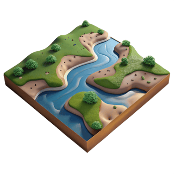 wonderful classic Aerial Perspective of River Delta with Wetlands Transparent Background high quality png