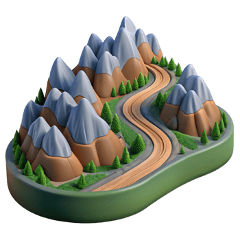 magnificent vintage Aerial Perspective of Winding Road Through Mountains Isolated 4K png