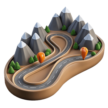 beautiful creative Aerial Perspective of Winding Road Through Mountains Isolated original png