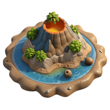extraordinary vintage Aerial Photograph of Island with Volcanic Crater Transparent Background exclusive png