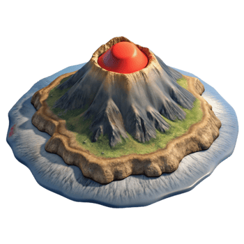 magnificent artistic Aerial Photograph of Island with Volcanic Crater Transparent Background genuine png