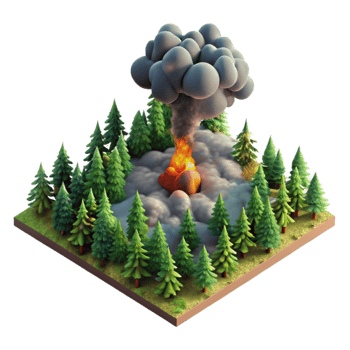 stunning vintage Aerial Photo of Forest Fire with Smoke Plume Transparent Background genuine png