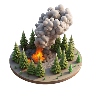 impressive vintage Aerial Photo of Forest Fire with Smoke Plume Transparent Background premium png