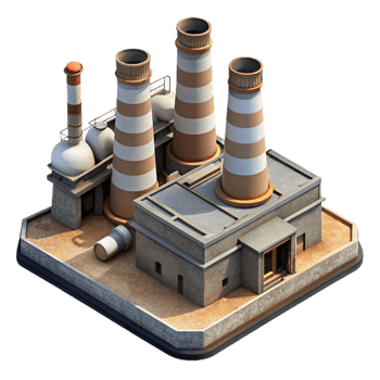 impressive modern Aerial Shot of Industrial Area Smokestacks Isolated detailed png