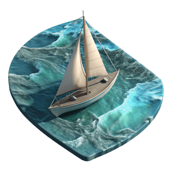 stunning creative Aerial Shot of Single Sailboat on Ocean Transparent Background exclusive png