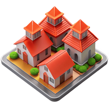 magnificent contemporary Aerial Shot of Small Town with Red Roofs Isolated professional png