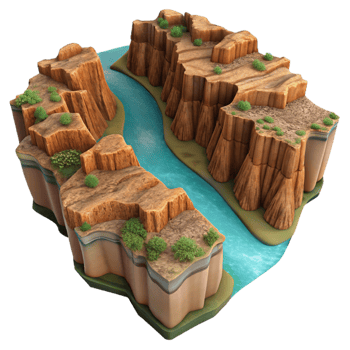 wonderful rustic Aerial View of Canyon with River Cutout original png