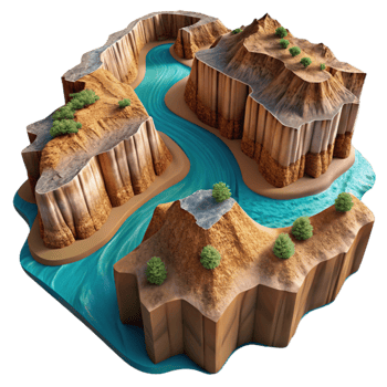 dramatic rustic Aerial View of Canyon with River Cutout high quality png