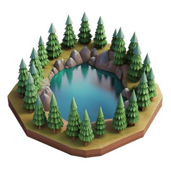 magnificent creative Aerial View of Lake Surrounded by Trees Transparent Background 4K png