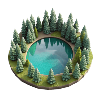 stunning creative Aerial View of Lake Surrounded by Trees Transparent Background authentic png