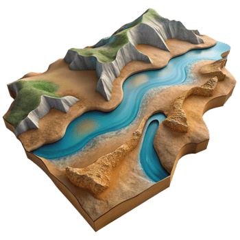 elegant contemporary Aerial View of River Delta with Sediment Cutout genuine png