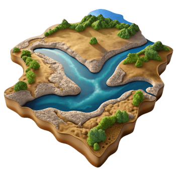 magnificent vintage Aerial View of River Delta with Sediment Cutout professional png