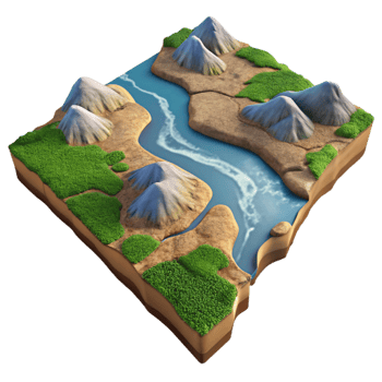 elegant vintage Aerial View of River Delta with Sediment Cutout 4K png