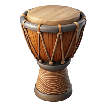 vibrant rustic African Drum Djembe Carved Wood Isolated professional png