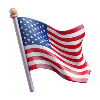 impressive modern American Flag Waving Patriotic Isolated Element premium png