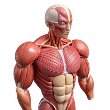 beautiful vintage Anatomical Chart Muscles Labeled Isolated Transparent Background high quality png