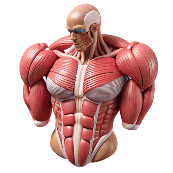 magnificent modern Anatomical Chart Muscles Labeled Isolated Transparent Background premium png