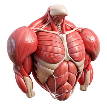 dramatic classic Anatomical Chart Muscles Labeled Isolated Transparent Background genuine png