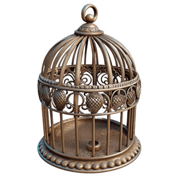 dramatic classic Antique Birdcage Ornate Design Isolated Element high resolution png