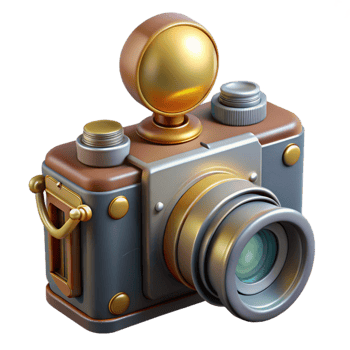elegant classic Antique Camera with Flashbulb Isolated Element genuine png