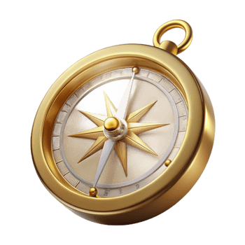 dramatic modern Antique Compass with Golden Accents Transparent high quality png