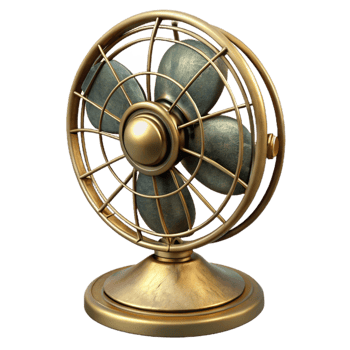 impressive abstract Antique Desk Fan Brass Finish Isolated Element detailed png