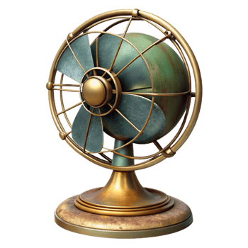 dramatic artistic Antique Desk Fan Brass Finish Isolated Element authentic png