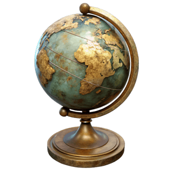 vibrant traditional Antique Globe with Stand Transparent Background exclusive png