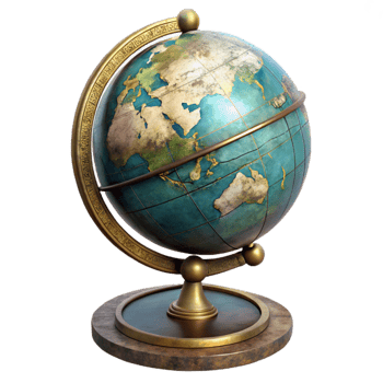 serene contemporary Antique Globe with Stand Transparent Background original png