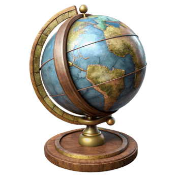 magnificent abstract Antique Globe with Wooden Stand Isolated Element high resolution png