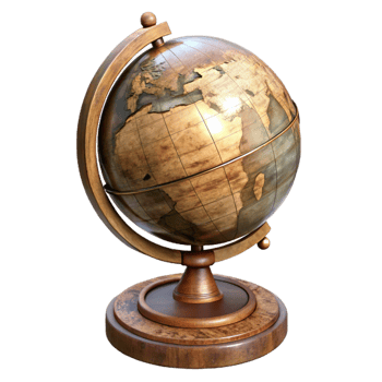 stunning creative Antique Globe with Wooden Stand Isolated Element original png