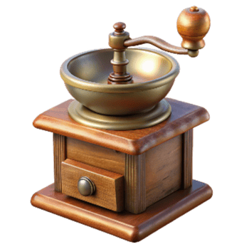 wonderful minimalist Antique Hand Crank Coffee Grinder Transparent Background authentic png