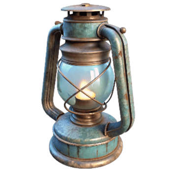 magnificent modern Antique Kerosene Lamp with Glass Chimney Transparent Background 4K png