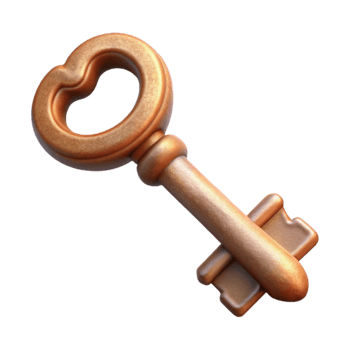 serene classic Antique Key Front View Transparent Element detailed png