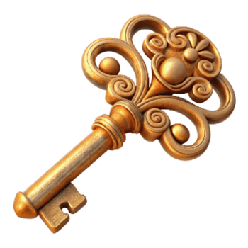 serene modern Antique Key with Ornate Design Isolated high quality png