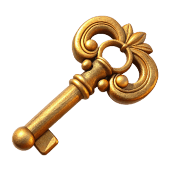 dramatic creative Antique Key with Ornate Design Isolated authentic png