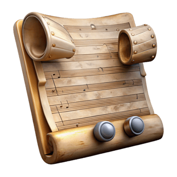 vibrant creative Antique Music Sheet with Notes Transparent Background high quality png