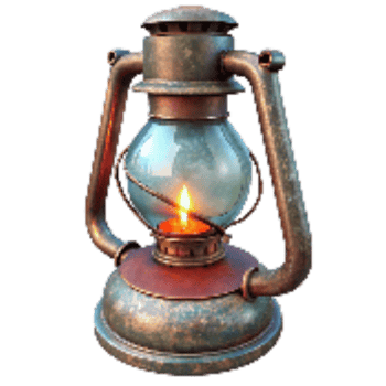 dramatic artistic Antique Oil Lamp with Glass Chimney Isolated professional png